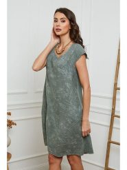 Joséfine Lniana sukienka w kolorze khaki rozmiar: XL. Brązowe sukienki damskie Joséfine, na co dzień, xl, bez wzorów, ze lnu, bez kołnierzyka, bez ramiączek, mini, proste. Za 214.70 zł.