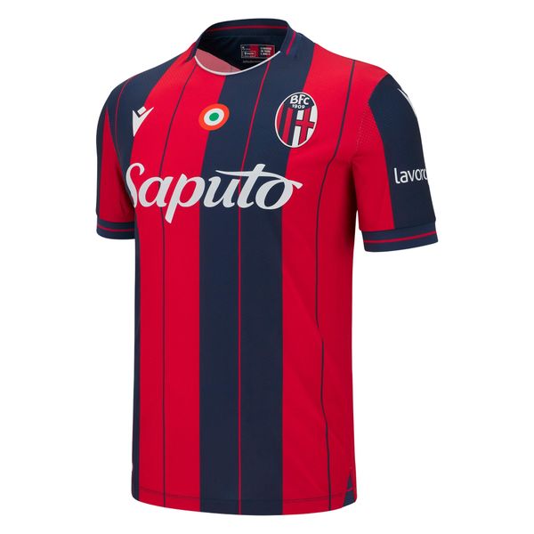 Koszulka domowa Bologna 2025/26. Czerwone t-shirty sportowe męskie Macron, m, bez ramiączek, na fitness i siłownię. Za 423.85 zł.