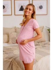 Doctor Nap Ciążowa koszula nocna w kolorze jasnoróżowym rozmiar: M. Różowe koszule nocne damskie Doctor Nap, bez wzorów, z bawełny, moda ciążowa. Za 94.95 zł.