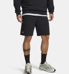 Under Armour UA RIVAL FLEECE SHORTS Szorty męskie. Czarne szorty męskie Under Armour, bez wzorów, z bawełny. W wyprzedaży za 139.99 zł.