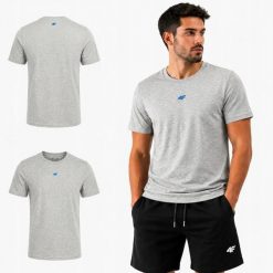 T-SHIRT MĘSKI 4F KOSZULKA NA CO DZIEŃ KOLEKCJA LIMITOWANA M3947 SS26. Szare t-shirty sportowe męskie 4f, m, z bawełny, bez ramiączek, na fitness i siłownię. Za 54.99 zł.