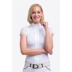 Koszulka wyścigowa Angel. Białe bluzki damskie CAVALLIERA, bez wzorów, z koronki, sportowe, bez kołnierzyka, bez ramiączek. W wyprzedaży za 396.00 zł.