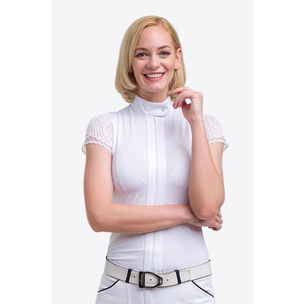 Koszulka wyścigowa Angel. Białe bluzki damskie CAVALLIERA, bez wzorów, z koronki, sportowe, bez kołnierzyka, bez ramiączek. W wyprzedaży za 396.00 zł.