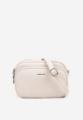 Jasnobeżowa Dwukomorowa Torebka Typu Listonoszka Ellirin. Brązowe shopper bag damskie Renee, bez wzorów, bez dodatków. Za 129.99 zł.