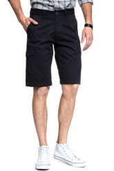 KRÓTKIE SPODENKI WRANGLER CARGO SHORT NAVY WASHED W15DHC49I 112126784. Niebieskie szorty męskie Wrangler, z materiału, bez kołnierzyka. Za 159.99 zł.
