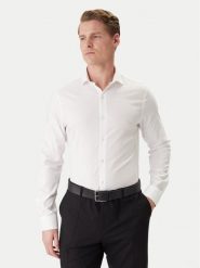 Calvin Klein Koszula LV019EU120 Biały Slim Fit. Białe koszule męskie CALVIN KLEIN, m, bez wzorów, z bawełny, bez kołnierzyka, bez ramiączek. Za 369.99 zł.