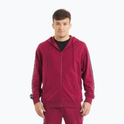 Bluza męska Pitbull Tape Nugget Hooded Zip Sweatshirt. Czerwone bluzy sportowe męskie PITBULL, bez wzorów, z bawełny, sportowe, bez kołnierzyka, bez ramiączek. Za 199.99 zł.