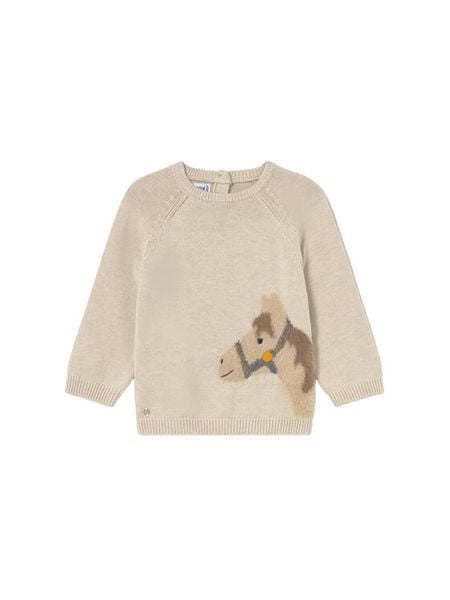 Mayoral Sweter 2345 Beżowy Regular Fit. Brązowe swetry chłopięce Mayoral, bez wzorów, z bawełny, bez kołnierzyka. Za 119.99 zł.