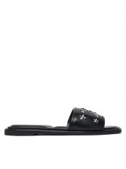 DKNY Klapki K1622909 Czarny. Czarne klapki damskie DKNY, bez wzorów, ze skóry, bez obcasa. Za 529.99 zł.