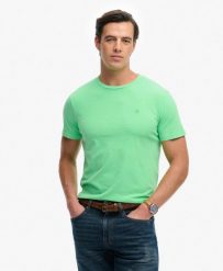 Superdry Classic Essential Neon T‑shirt z bawełny organicznej – ACID GREEN. Zielone t-shirty damskie Superdry., xl, bez wzorów, z bawełny, bez kołnierzyka. Za 129.40 zł.