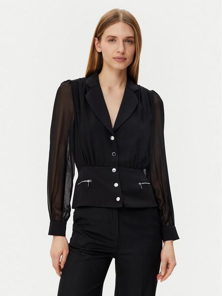 Morgan Koszula 251-CZIPA Czarny Regular Fit. Czarne koszule damskie Morgan, bez wzorów, z syntetyku, bez kołnierzyka, bez ramiączek. Za 189.99 zł.