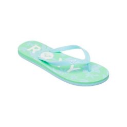 Klapki dla Kobiety TAHITI. Niebieskie klapki damskie Roxy, bez wzorów, z materiału, bez obcasa. Za 89.99 zł.