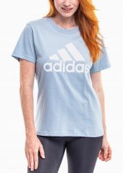 Adidas koszulka Kobieta t-shirt bluzka sportowa wygodna bawełniana. Niebieskie bluzki sportowe damskie Adidas, l, z bawełny, bez kołnierzyka, bez ramiączek. Za 105.99 zł.