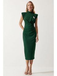 Happiness Istanbul Sukienka w kolorze ciemnozielonym rozmiar: 36. Zielone sukienki damskie Happiness Istanbul, bez wzorów, bez kołnierzyka, bez ramiączek, mini. Za 79.21 zł.