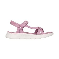 Sandały SKECHERS GO WALK FLEX SANDAL Rose. Czerwone sandały damskie Skechers, bez wzorów, z tkaniny, bez obcasa. Za 203.99 zł.