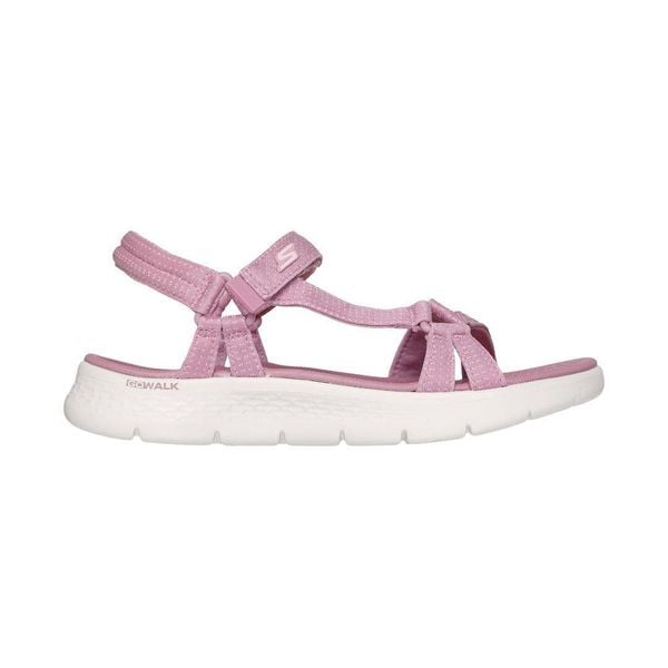 Sandały SKECHERS GO WALK FLEX SANDAL Rose. Czerwone sandały damskie Skechers, bez wzorów, z tkaniny, bez obcasa. Za 229.99 zł.