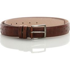 Skórzany pasek w kolorze brązowym - dł. 120 cm. Brązowe paski męskie Classe Regina, bez wzorów, z materiału. W wyprzedaży za 131.95 zł.