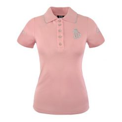 Koszulka polo jeździecka Marta różowa. Czerwone topy sportowe damskie JD ATTACK, na lato, l, bez wzorów, z bawełny, bez ramiączek. Za 129.99 zł.