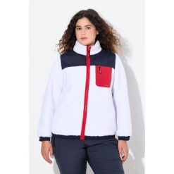 Damskie Kurtka z pluszowego polaru naszywka stójka. Białe kurtki damskie Ulla Popken, plus size, z aplikacjami, z materiału, bez kaptura. W wyprzedaży za 378.99 zł.