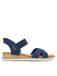 Skechers Sandały BOBS Desert Kiss - Golden Lily 114418/NVY Granatowy. Niebieskie sandały damskie Skechers, bez wzorów, z materiału, bez obcasa, na płaskiej podeszwie. Za 289.99 zł.