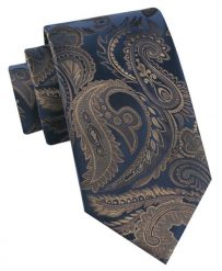 Klasyczny Krawat Męski - Chattier - Granatowy z Brązowym Wzorem. Brązowe krawaty i muchy męskie Chattier, bez wzorów, z tkaniny, eleganckie. Za 49.00 zł.