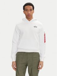 Alpha Industries Bluza Signature Back Print 148341 Biały Regular Fit. Białe bluzy bez kaptura męskie Alpha Industries, m, z bawełny. Za 239.99 zł.