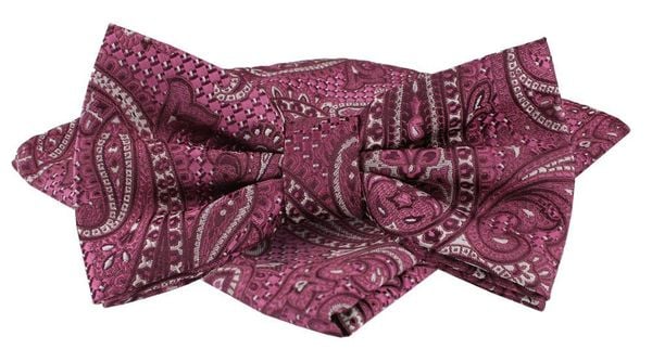 Mucha Męska w Zestawie z Poszetką - Alties - Fuksja w Paisley. Czerwone krawaty i muchy męskie Alties, bez wzorów, eleganckie. Za 65.00 zł.
