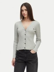 Calvin Klein Jeans Kardigan LV047G339G Szary jasny Slim Fit. Szare kardigany damskie Calvin Klein Jeans, xl, bez wzorów, z bawełny. Za 489.99 zł.