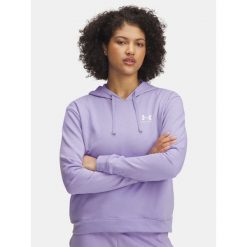 Bluza Damska UA RIVAL TERRY HOODIE 6005511-538. Fioletowe bluzy bez kaptura damskie Under Armour, bez wzorów, bez ramiączek, bez kaptura. Za 136.99 zł.