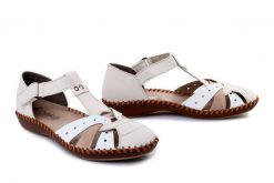 RIEKER M1655-61 beige, sandały damskie. Brązowe sandały damskie Rieker, bez wzorów, bez obcasa. Za 230.93 zł.