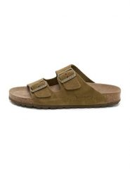Billowy Skórzane klapki w kolorze khaki rozmiar: 39. Brązowe klapki damskie Billowy, bez wzorów, bez obcasa. Za 204.95 zł.