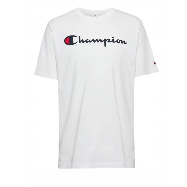 Koszulka T-shirt męski CHAMPION bawełna. Białe t-shirty męskie CHAMPION, m, bez wzorów, z bawełny, bez kołnierzyka. Za 95.00 zł.