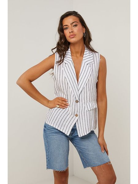 Le Monde du Lin Lniana kamizelka w kolorze białym rozmiar: 36/38. Białe kamizelki damskie Le Monde du Lin, ze lnu. Za 165.31 zł.