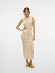 Vero Moda Sukienka w kolorze beżowym rozmiar: XL. Brązowe sukienki damskie Vero Moda, xl, bez wzorów, bez kołnierzyka, bez ramiączek, maxi. Za 140.53 zł.