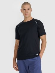 4F Koszulka do biegania w terenie szybkoschnąca męska - czarna XXL. Czarne t-shirty sportowe męskie 4f, l, z materiału, bez ramiączek, do biegania. Za 129.99 zł.