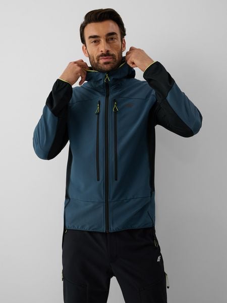 4F Kurtka softshell wiatroodporna męska - denim XL. Niebieskie kurtki męskie 4f, l, bez wzorów, z denimu, bez kaptura. Za 399.99 zł.