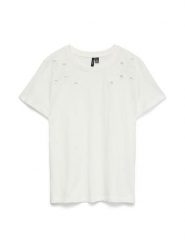 Vero Moda Koszulka w kolorze białym rozmiar: L. Białe bluzki damskie Vero Moda, l, bez wzorów, z bawełny, bez kołnierzyka. Za 64.95 zł.