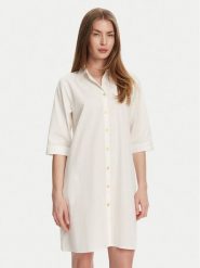 Selmark Sukienka koszulowa BM033 Écru Relaxed Fit. Sukienki damskie SELMARK, s, bez wzorów, z bawełny, bez kołnierzyka, bez ramiączek, koszulowe. Za 169.99 zł.