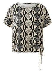 Miss Lagotte Koszulka w kolorze beżowo-czarnym rozmiar: 36. Brązowe bluzki damskie Miss Lagotte, bez wzorów, bez kołnierzyka, bez ramiączek. Za 104.99 zł.