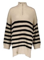 ONLY Sweter "Alfrida" w kolorze beżowo-czarnym rozmiar: M. Brązowe golfy damskie Only, m, bez wzorów, ze splotem, bez ramiączek. Za 118.28 zł.