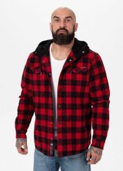 Kurtka męska Pitbull flanelowa z kapturem Pioneer. Czarne kurtki męskie PITBULL, na lato, m, z aplikacjami, z bawełny, klasyczne, z kapturem. Za 249.00 zł.