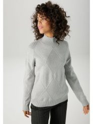 Aniston Sweter w kolorze jasnoszarym rozmiar: 40. Szare golfy damskie Aniston, bez wzorów, bez ramiączek. Za 82.83 zł.