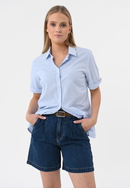 Szorty jeansowe E-LEXIA. Niebieskie koszule damskie Volcano, bez wzorów, z jeansu, eleganckie. Za 149.99 zł.