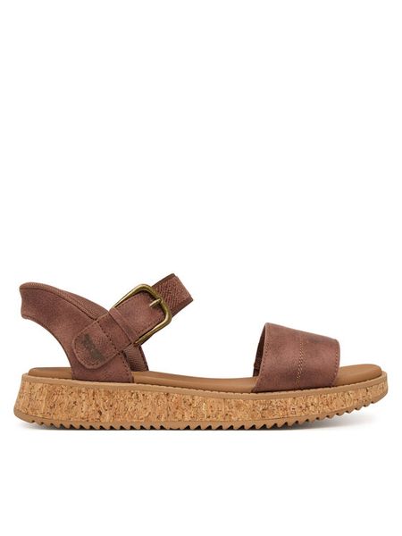 Skechers Sandały Bobs Sun Vibe 114423/CHOC Brązowy. Brązowe sandały damskie Skechers, bez wzorów, ze skóry, bez obcasa, na płaskiej podeszwie. Za 289.99 zł.