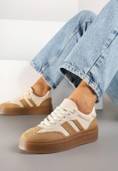 Beżowe Sneakersy Tenisówki na Kauczukowej Podeszwie Ardisora. Brązowe trampki i tenisówki damskie Renee, z aplikacjami, z kauczuku. Za 89.99 zł.