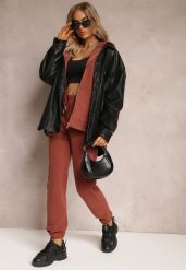 Brązowy Komplet Dresowy 2-częściowy z Bluzą i Spodniami Bennila. Brązowe bluzy z kapturem damskie Renee, l, z dresówki. Za 99.99 zł.