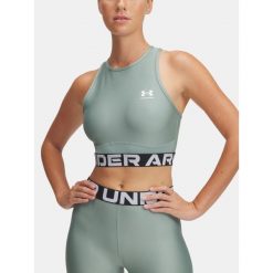 Top treningowy damski Under Armour Heat Gear Rib Tank. Zielone topy damskie Under Armour, xl, bez wzorów, bez kołnierzyka. Za 79.99 zł.
