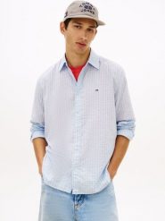 Tommy Jeans koszula casual Mężczyźni Comfort Fit Bawełna niebieski, L. Niebieskie koszule męskie Tommy Jeans, l, bez wzorów, z bawełny, bez kołnierzyka, bez ramiączek. Za 229.95 zł.