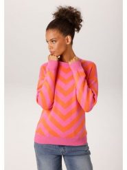Aniston Sweter w kolorze różowo-pomarańczowym rozmiar: 38. Różowe swetry klasyczne damskie Aniston, bez kołnierzyka. Za 109.52 zł.