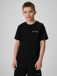 4F T-shirt regular z nadrukiem dziecięcy 4F JUNIOR x Robert Lewandowski - czarny 152 (11-12 lat). Czarne koszulki dziewczęce 4f, l, bez wzorów, z bawełny, bez ramiączek. Za 59.99 zł.